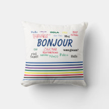 Bonjour Hello Multiple Languages Stripes