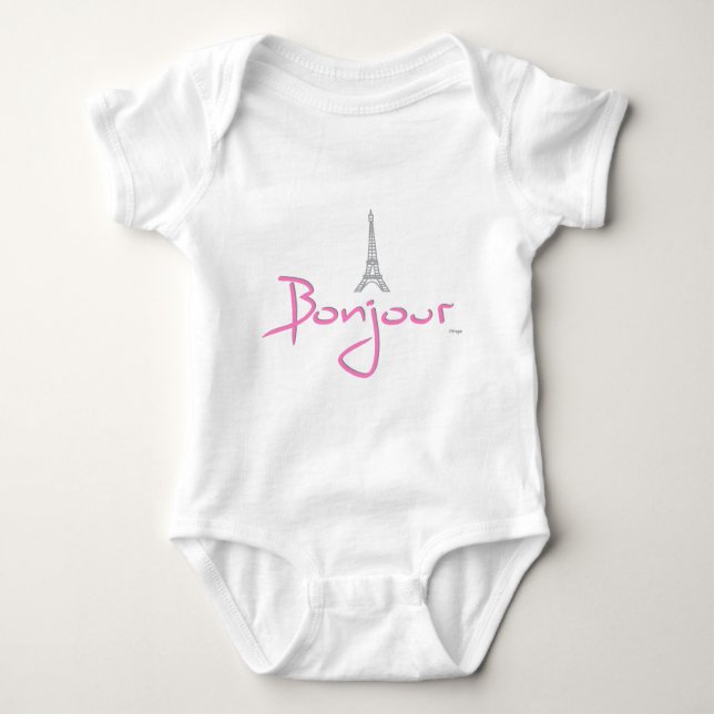 Bonjour (Hello) Paris Baby Bodysuit (Front)