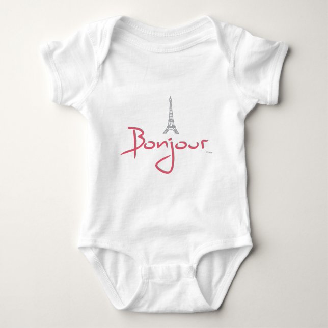 Bonjour (Hello) Paris Baby Bodysuit (Front)