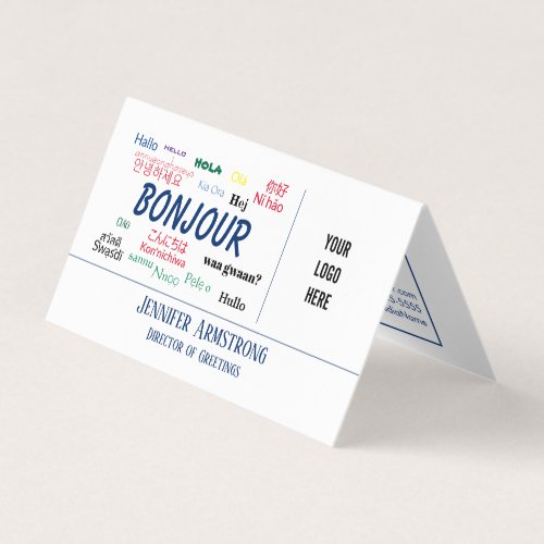 Bonjour Hello World Travel Languages Colorful Name Business Card