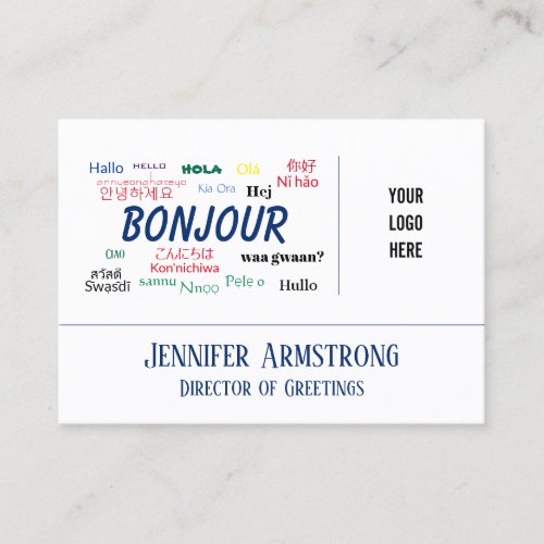 Bonjour Hello World Travel Languages Colorful Name Business Card
