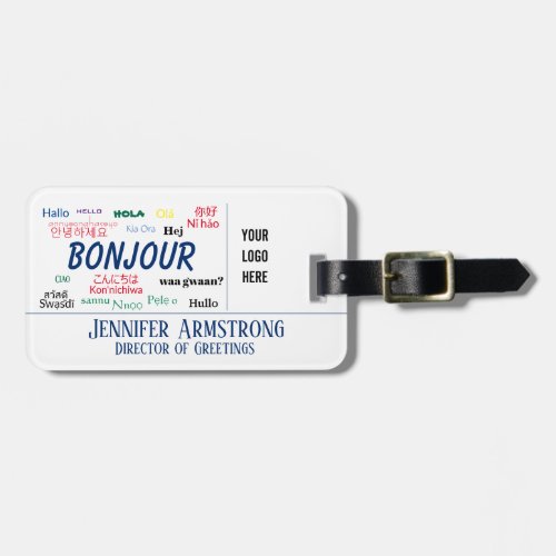 Bonjour Hello World Travel Languages Colorful Name Luggage Tag