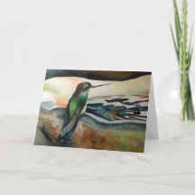 Bonjour II Hummingbird Greeting Card