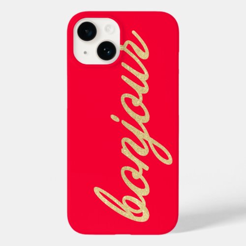 Bonjour in Gold Script Red French Hello Case_Mate iPhone 14 Case