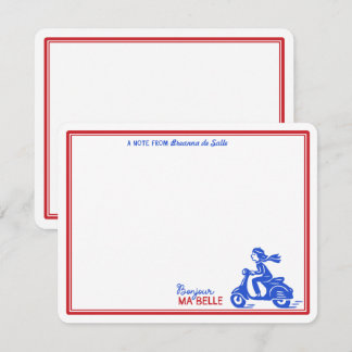 Bonjour Ma Belle French Scooter Personalized Note Card