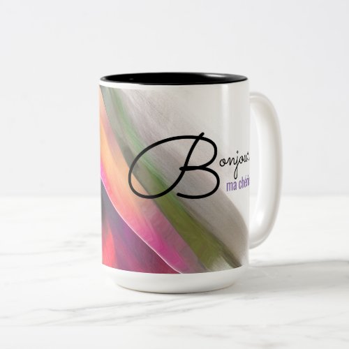 Bonjour Ma Chrie Abstract Painting Two_Tone Coffee Mug