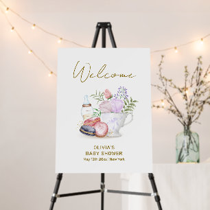 Bonjour Macarons Milk Tea Baby Shower Welcome Sign