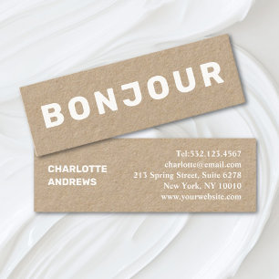 Bonjour!  Modern Minimal Mini Business Card