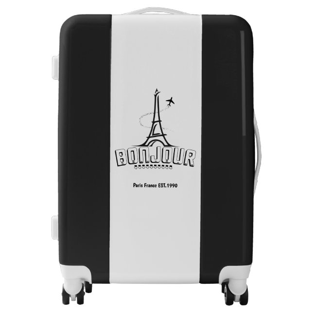 Bonjour Modern stylish Eiffel tower Paris elegant  Luggage (Front)