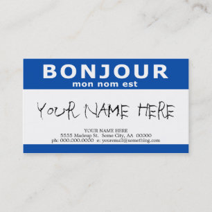 BONJOUR mon nom est (blue) Business Card