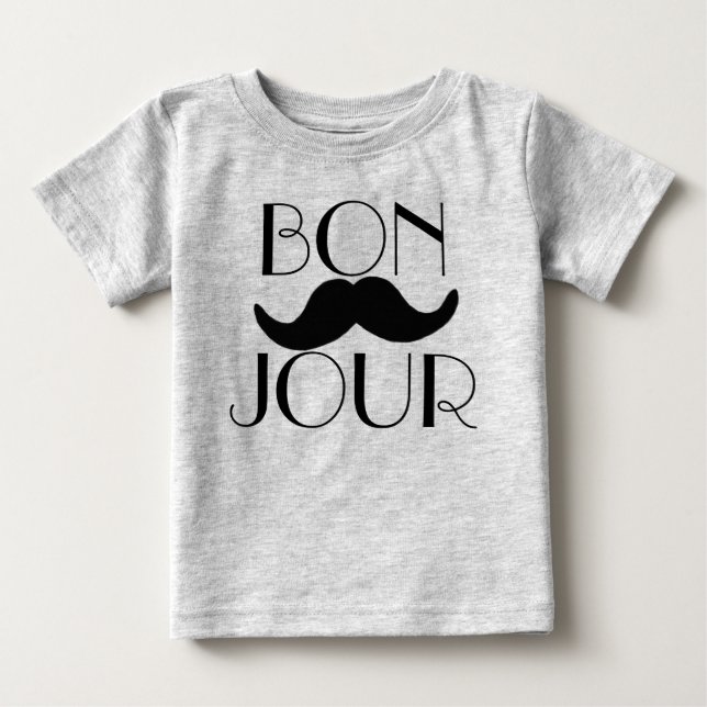 BONJOUR Moustache Baby T-Shirt (Front)