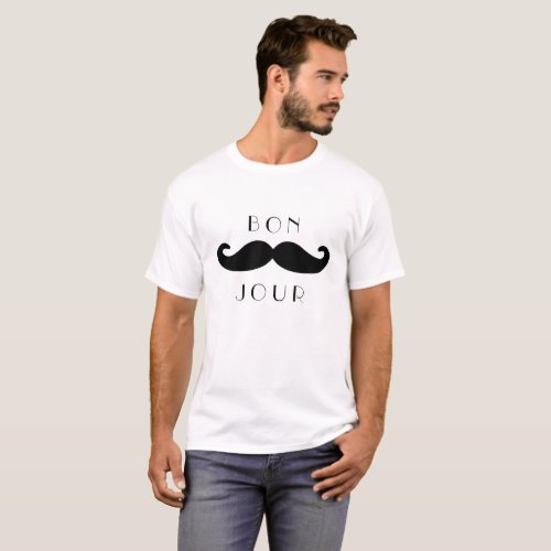 Bonjour Mustache Funny Classic T_Shirt