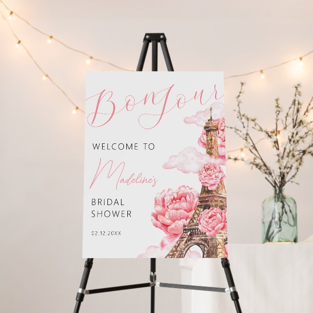 Bonjour Paris Bridal Shower Welcome Sign (In Situ (Stand))