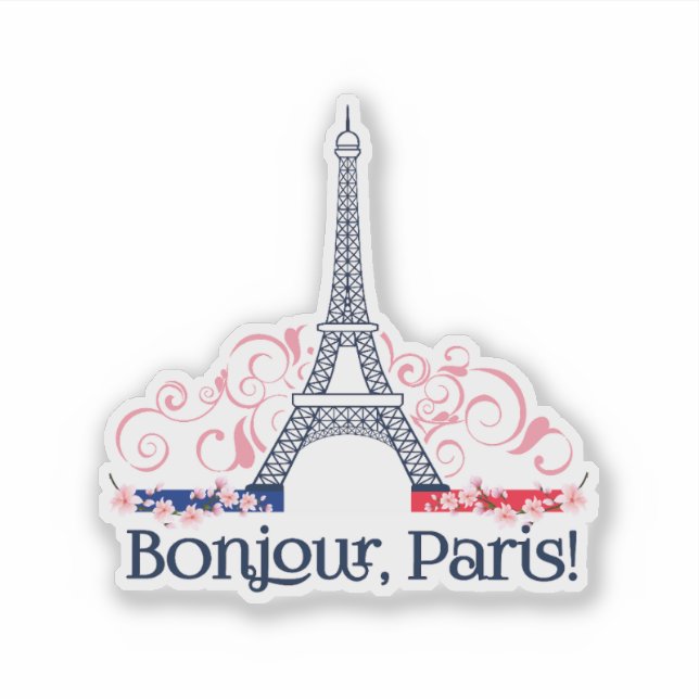 Bonjour Paris Cute Parisian Design Sticker (Front)