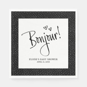 Bonjour! Paris Doodle Sketch Personalized Napkins