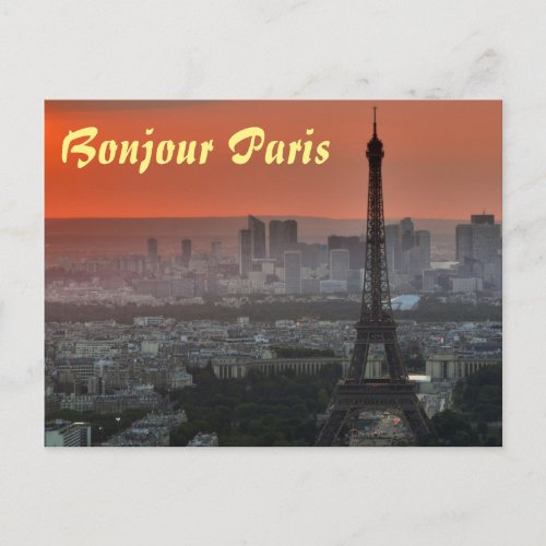 Bonjour Paris Eiffel Tower European Art Postcard