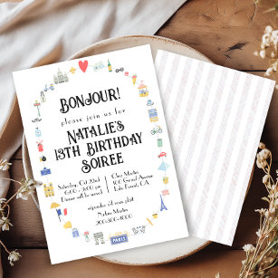 Bonjour Paris Icon Birthday Party Invitation