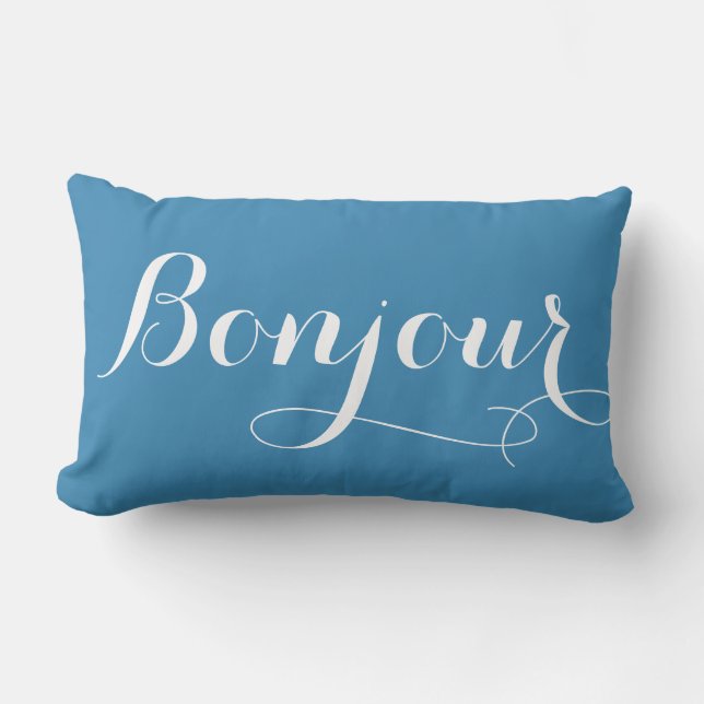 Bonjour Paris Lumbar Throw Pillow (Front)