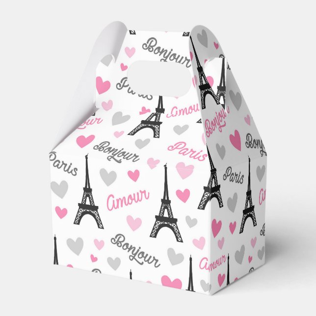 Bonjour Paris pattern party favor box (Back Side)