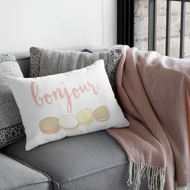 Bonjour Pink French Macarons Accent Pillow (Creator Uploaded)