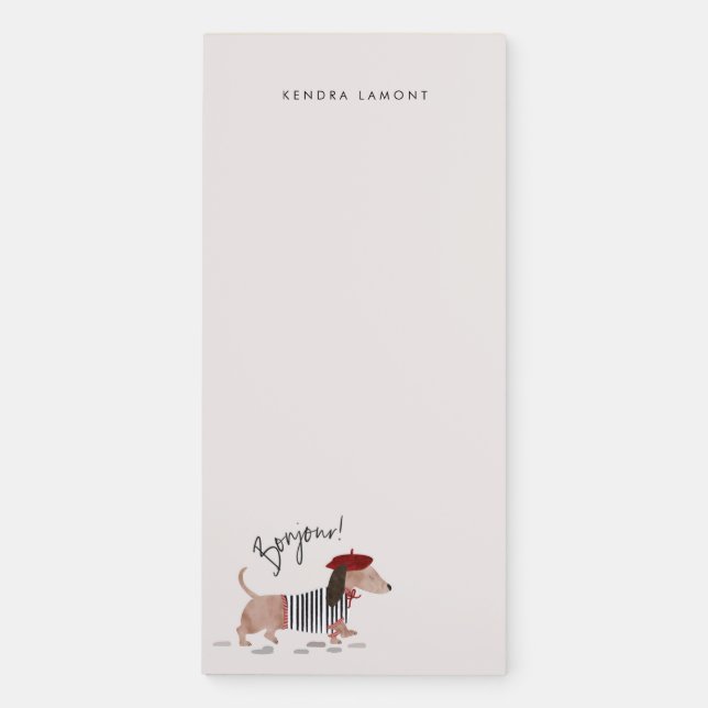 Bonjour Pup Magnetic Notepad (Front)
