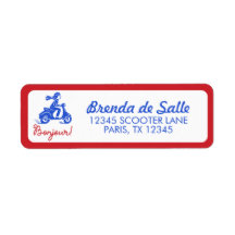 Bonjour Scooter Personalized Return Address Label