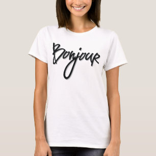 Bonjour Script (Black Decorative) T-Shirt