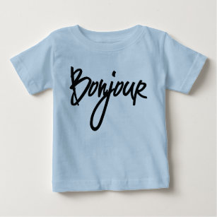 Bonjour Script (Black) for Lovers of France Baby T-Shirt