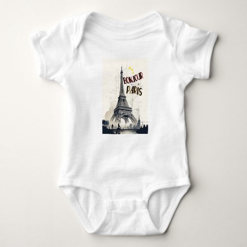 Bonjour Skyline Marathon Paris Baby Bodysuit