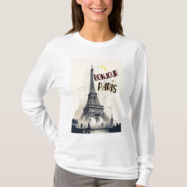 Bonjour Skyline Marathon Paris T-Shirt (Front)