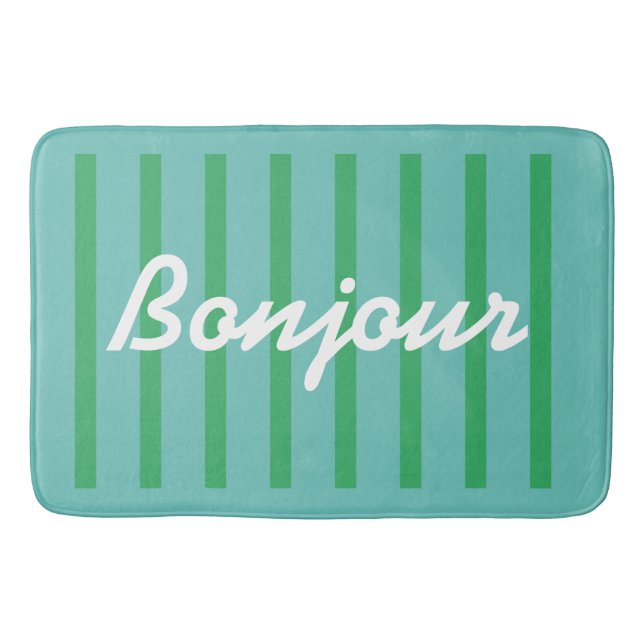 Bonjour Striped Colorful Fun Bath Mat (Front)