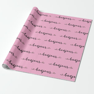 Bonjour Tiled Design Wrapping Paper