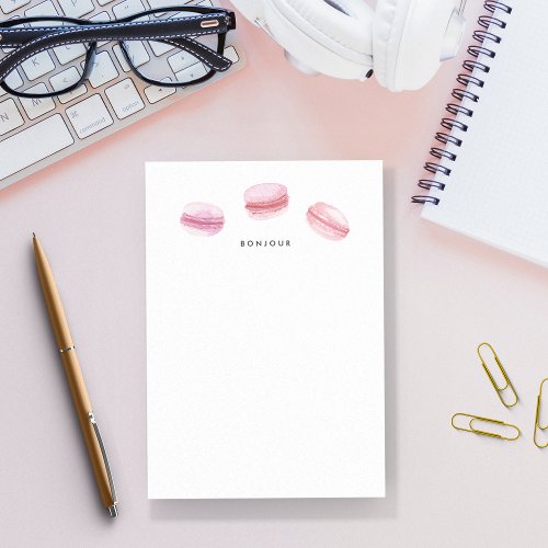 Bonjour  Watercolor Pink Macarons Post_it Notes