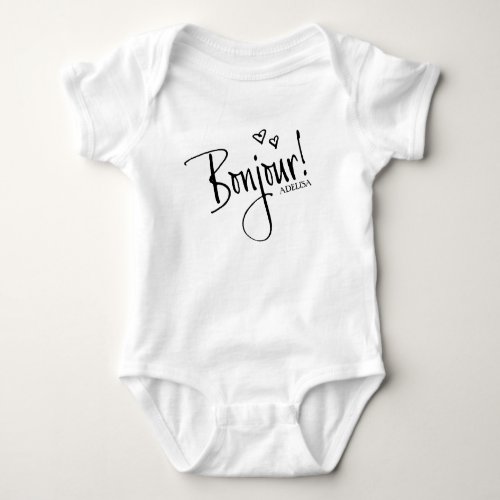 Bonjour with optional Personalized Name Baby Bodysuit