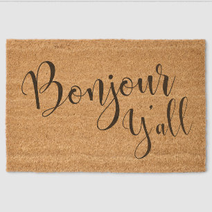 bonjour y'all Cajun humor Welcome Fiber Doormat