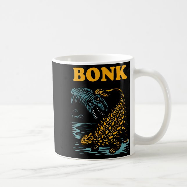 Bonk Dinosaur Funny Prehistoric Humor Design  Coffee Mug (Right)