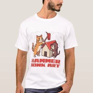 Bonk Hammer Cat Funny Meme Retro Cute Art T-Shirt