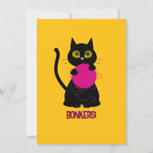 BONKERS! Greeting Card – Knitting + Kitty 🧶🐈‍⬛