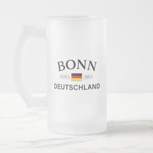 Bonn Deutschland Coordinates German Frosted Glass Beer Mug