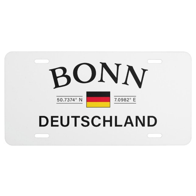 Bonn Deutschland Coordinates German License Plate (Front)