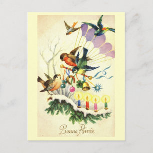 Bonne Annee New Year French Colorful Vintage Holid Postcard