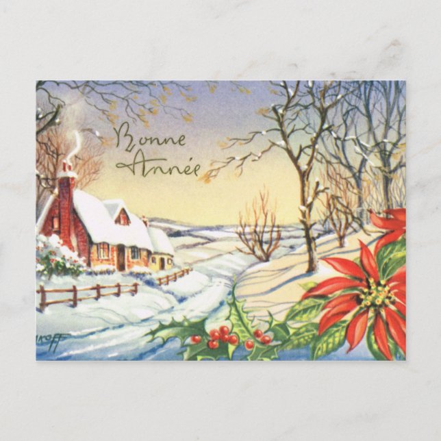 Bonne Annee, Vintage French New Year card (Front)