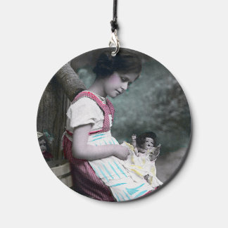 Bonne Année Vintage Girl with Dolll Wind Chime