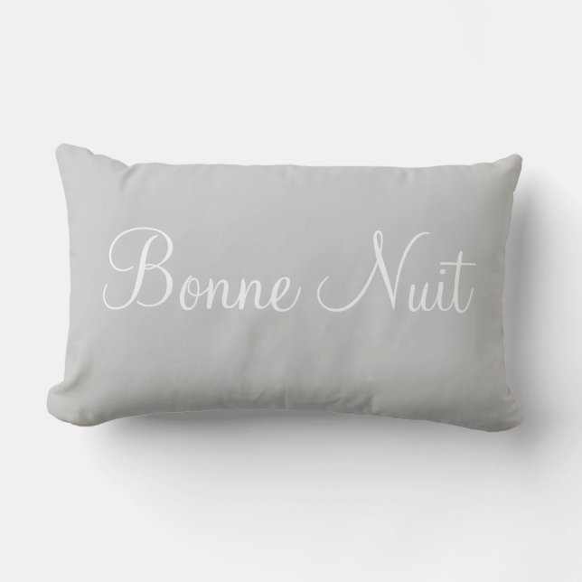 Bonne Nuit Bonjour Decorative Bedroom Accent Lumbar Pillow (Front)