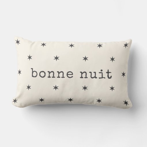 Bonne Nuit | French Farmhouse Style Lumbar Pillow | Zazzle