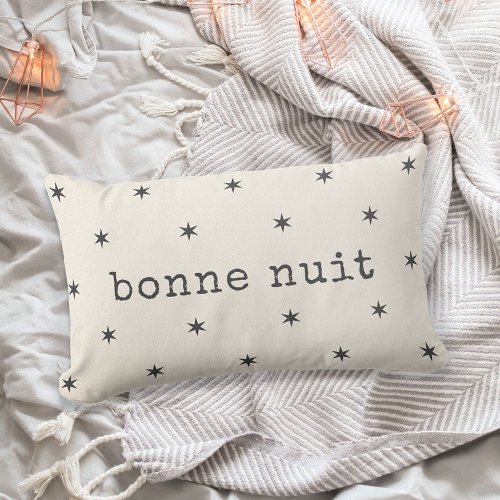 Bonne Nuit  French Farmhouse Style Lumbar Pillow