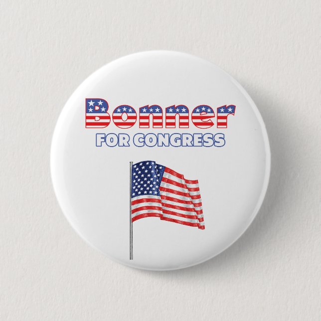Bonner for Congress Patriotic American Flag Design Button (Front)