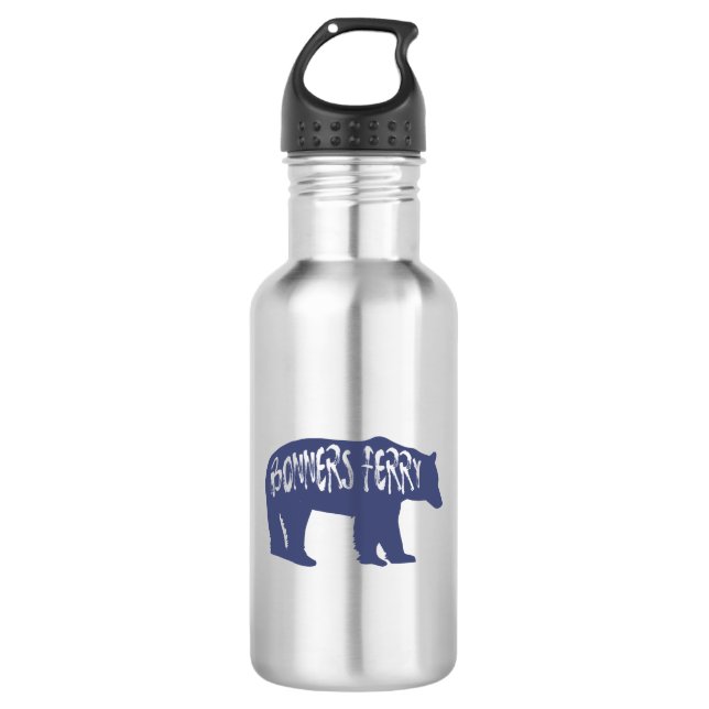 Bonners Ferry Idaho Bear Stainless Steel Water Bottle (Front)