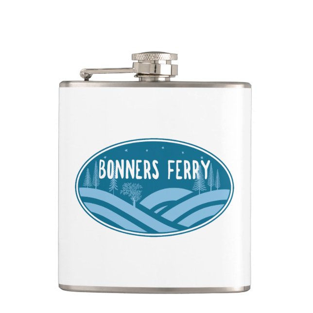 Bonners Ferry Idaho Outdoors Flask (Front)