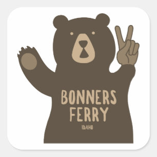 Bonners Ferry Idaho Peace Bear Square Sticker